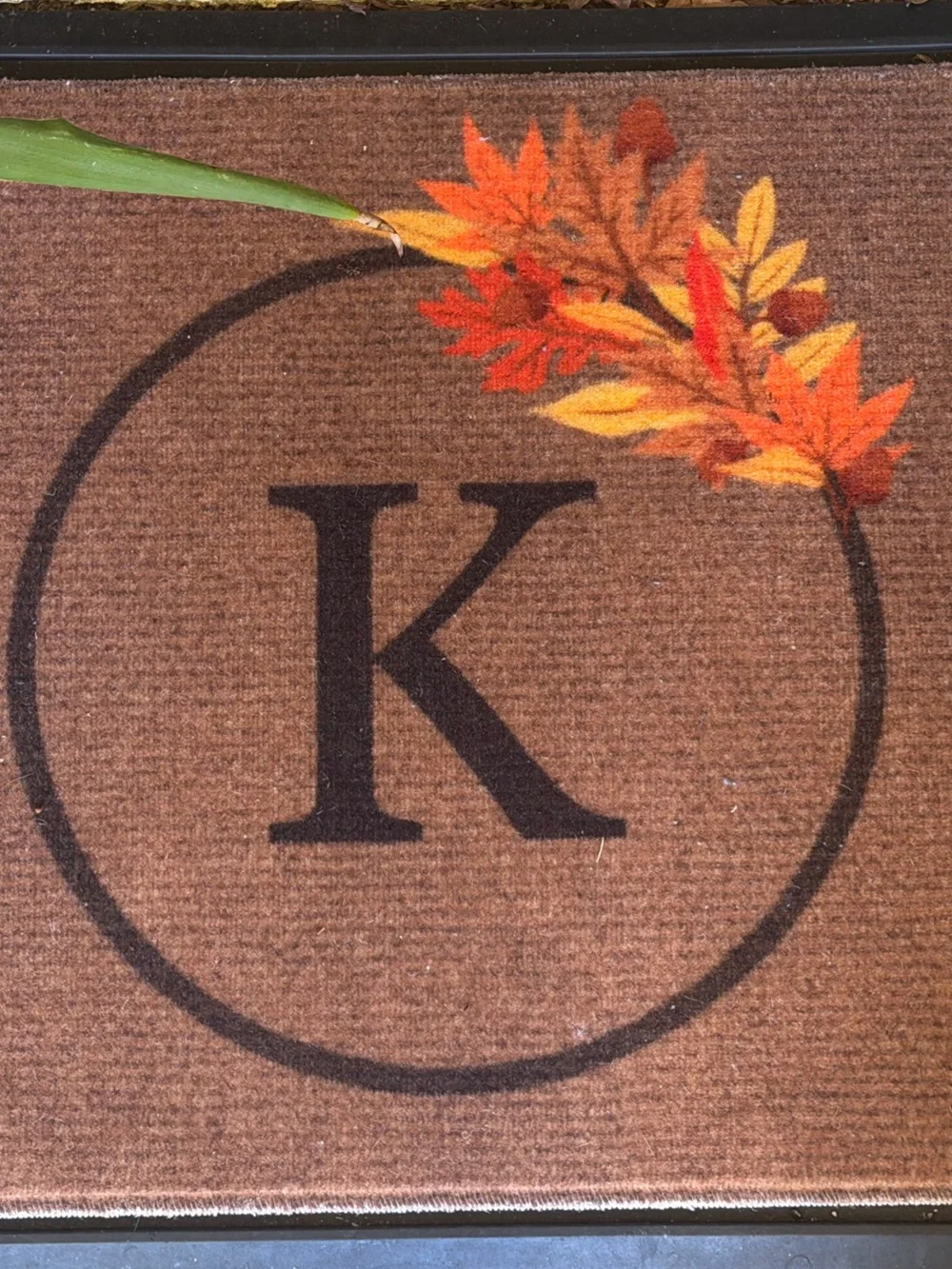 Ruggable Harvest Leaves “K” Monogram Fall Leaves Doormat- Cover Only